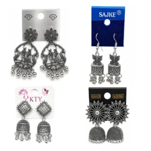Oxidised silver earrings combo featuring traditional and stylish designs for women
