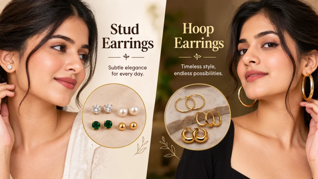 Stud and hoop earrings for women